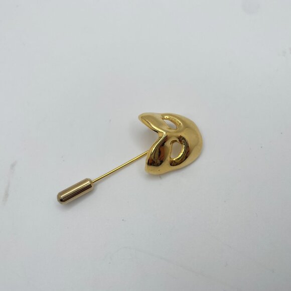 Vintage MONET Phantom of the Opera Mask Pin Gold Plated Signed Designer Jewelry - Picture 4 of 10